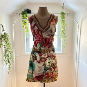 Desigual V-Neck Multicolor Mini Dress